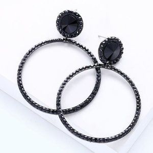 (Black) Alloy Fashion Geometric Earrings